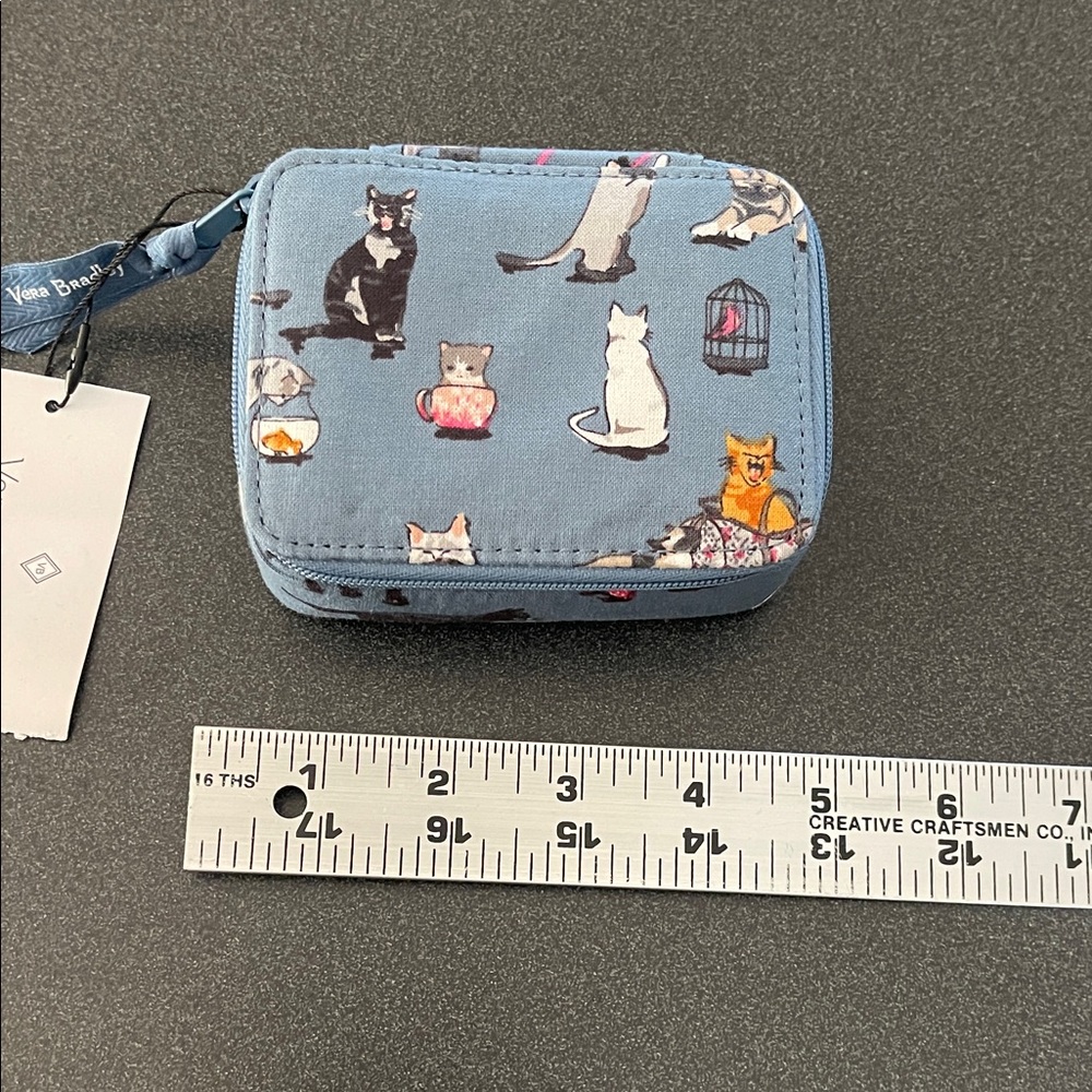 Vera Bradley Light Blue Cat’s Meow Print Mini Zip Pouch - Picture 2 of 6